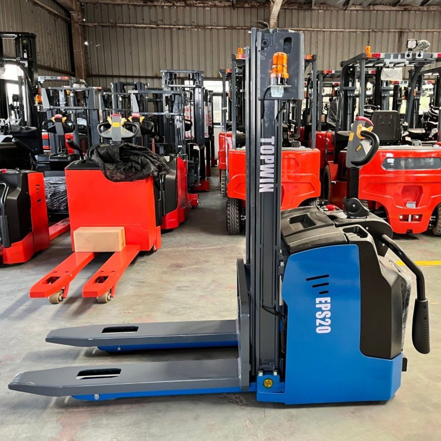 Wholesale 1/1.5/2/2.5/3 Ton Full Manual Semi Hydraulic Self Loading Electric Pallet Forklift Stacker with a 2-6 Meter Lift