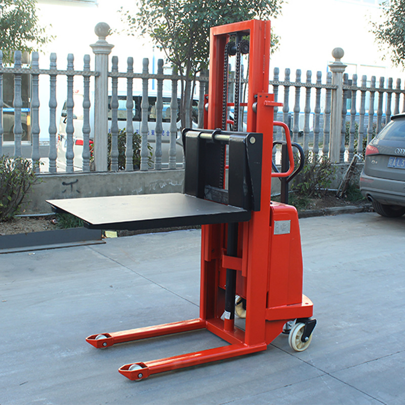 1000kg 1500kg 2000kg Semi Electric Winch Pallet Stacker with Customized Pallet Flat Surface Forks