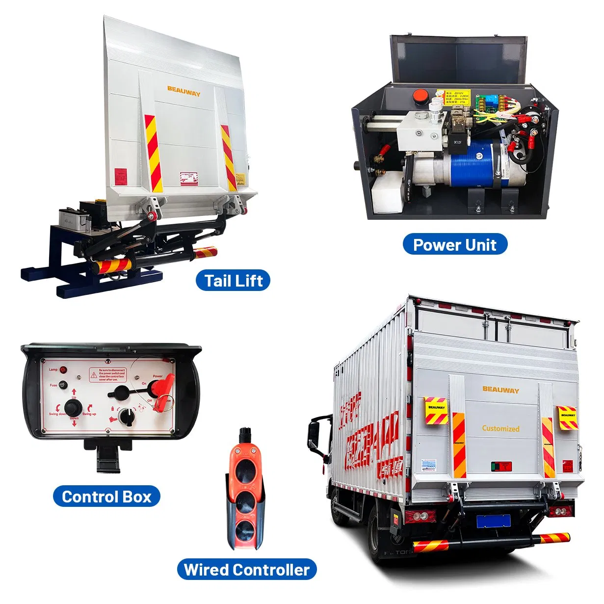 0.5ton-2ton Remote Control Tail Lift Hydraulic Tailgate Lift System for Trucks