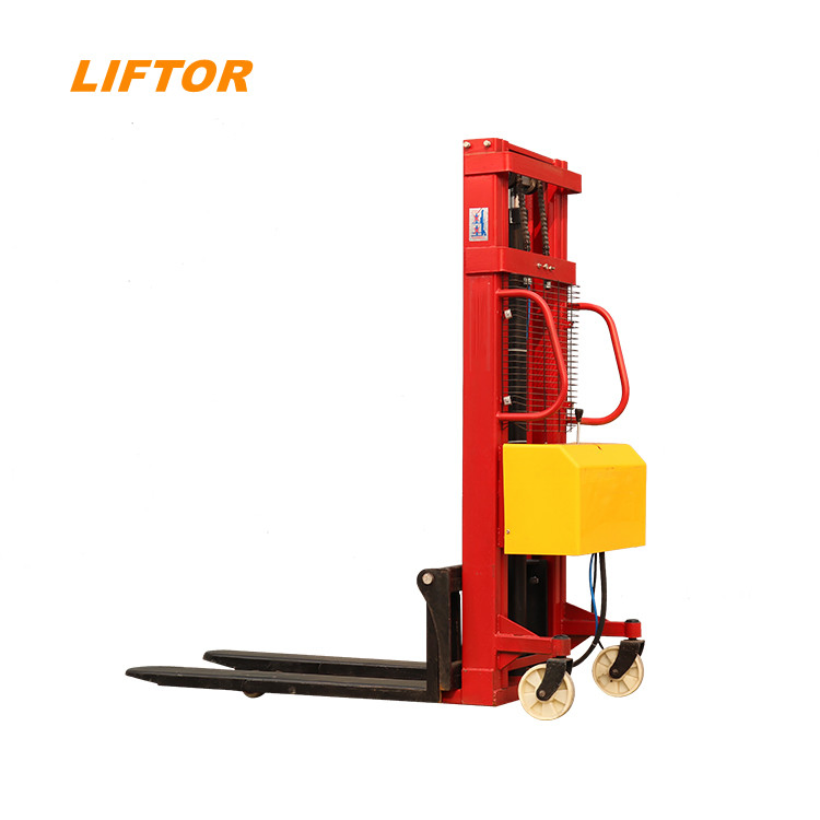 Electric Lifter Scissor Type Hand Electric Pallet Stacker Semi Electric Forklift