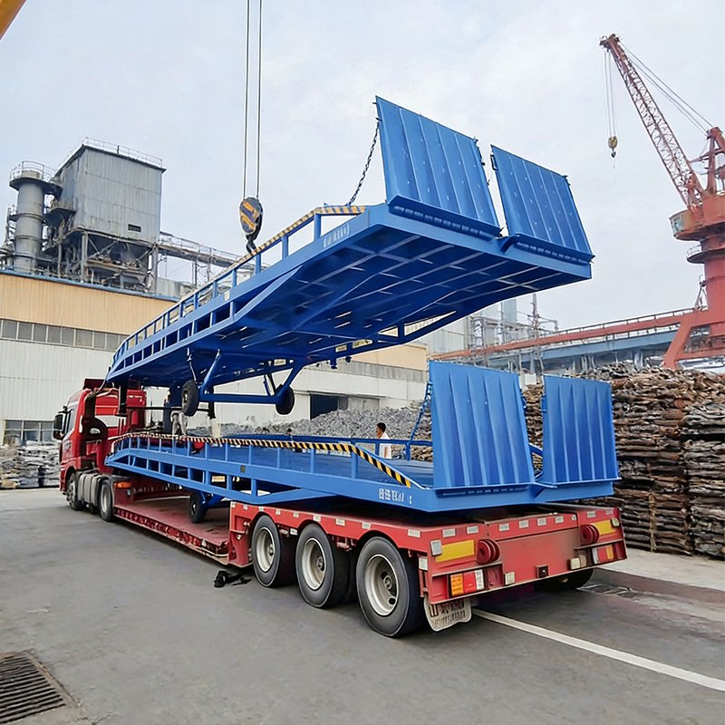 12ton 1.8m Height Adjustable Mobile Dock Ramp Hydraulic Forklift Yard Ramp for Container Loading