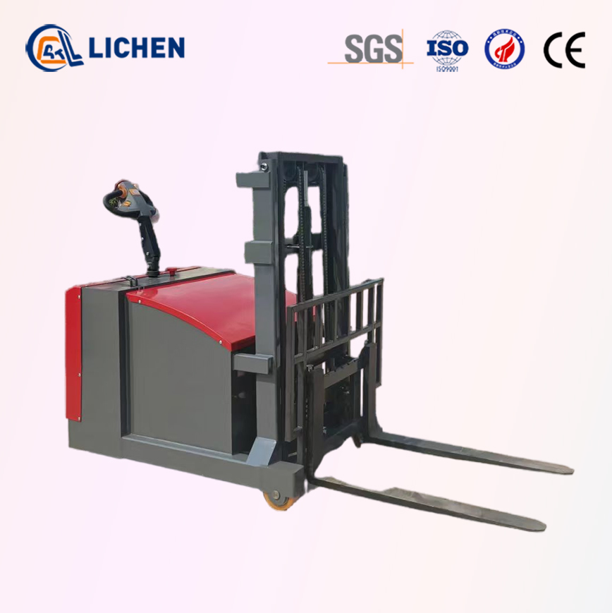 LC Factory Price 1000 2000kg Stand-up Pallet Stacker with 48V Battery Fully Electric 1/2 Ton Reach Truck Stacker
