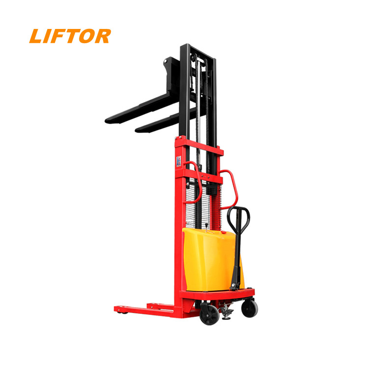 Electric Lifter Scissor Type Hand Electric Pallet Stacker Semi Electric Forklift