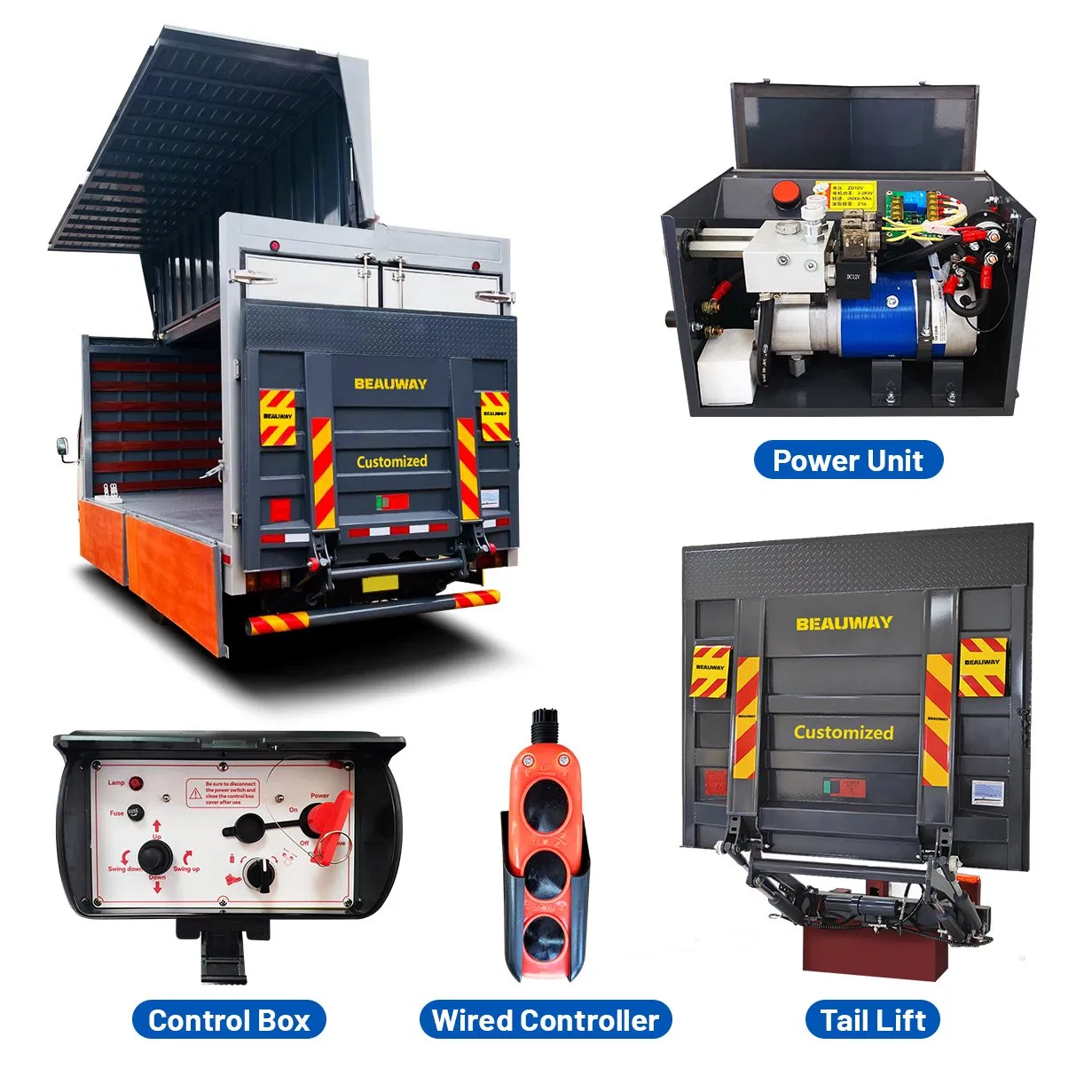 0.5ton-2ton Remote Control Tail Lift Hydraulic Tailgate Lift System for Trucks