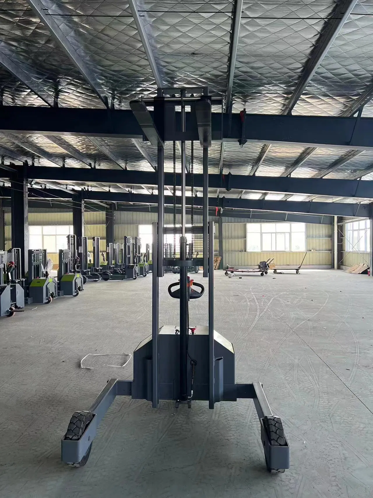 off Road Stacker Pallet Truck 2t All Terrain Fully Automatic Lift Height 3m Stand on Electric Stacker