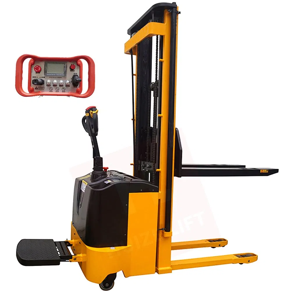 1500kg Capacity Remote Control Fully Automatic Electric Pallet Stacker
