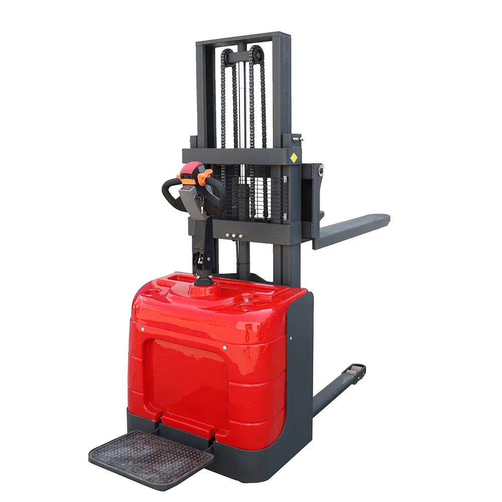 1.5ton 1500kg Lifting Height 1600mm Standing Fully Battery Operated Electric Pallet Stacker for Warehouse