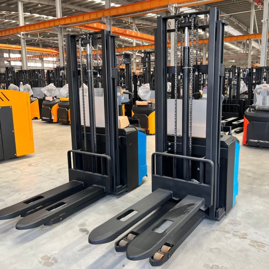 Wholesale 1/1.5/2/2.5/3 Ton Full Manual Semi Hydraulic Self Loading Electric Pallet Forklift Stacker with a 2-6 Meter Lift