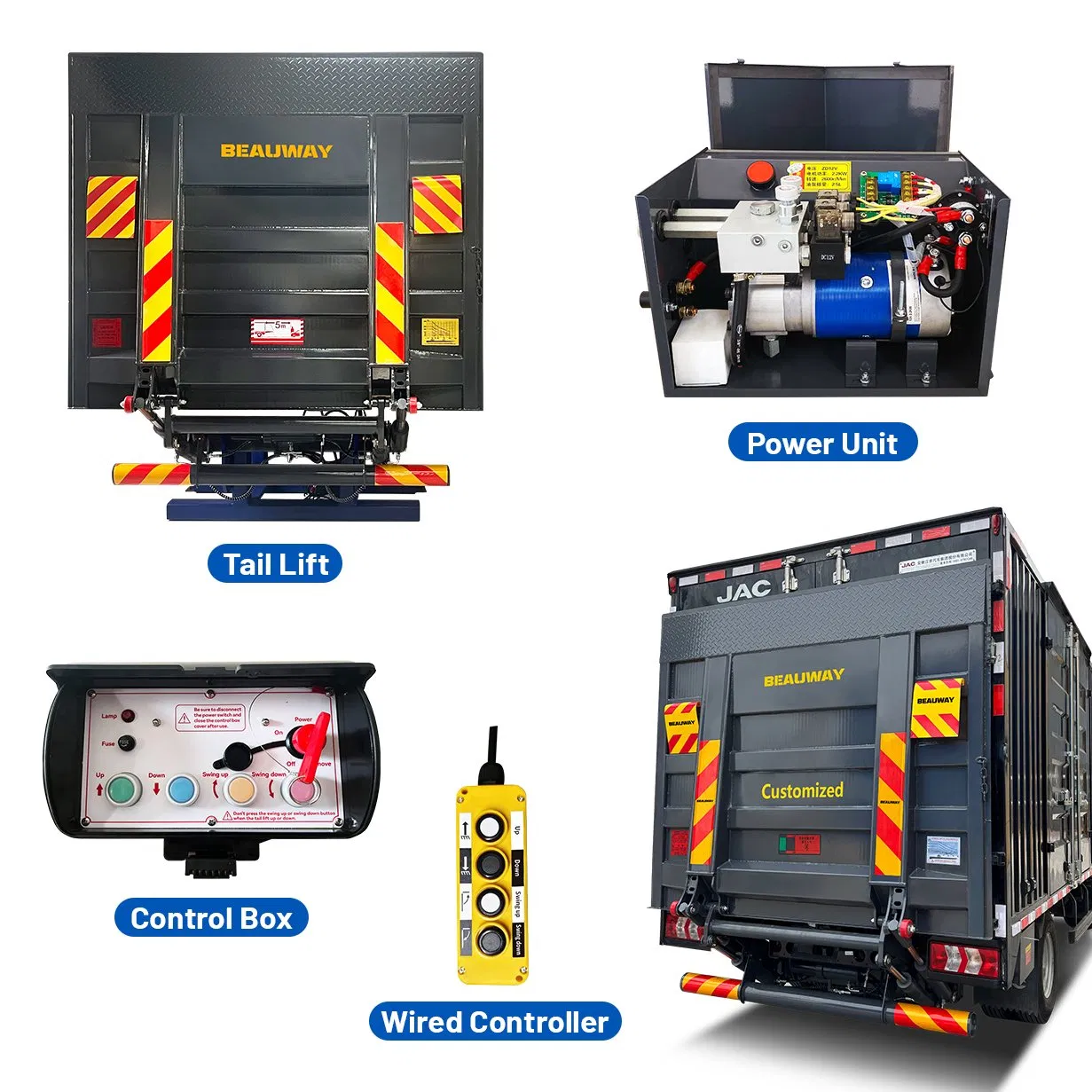 0.5ton-2ton Remote Control Tail Lift Hydraulic Tailgate Lift System for Trucks