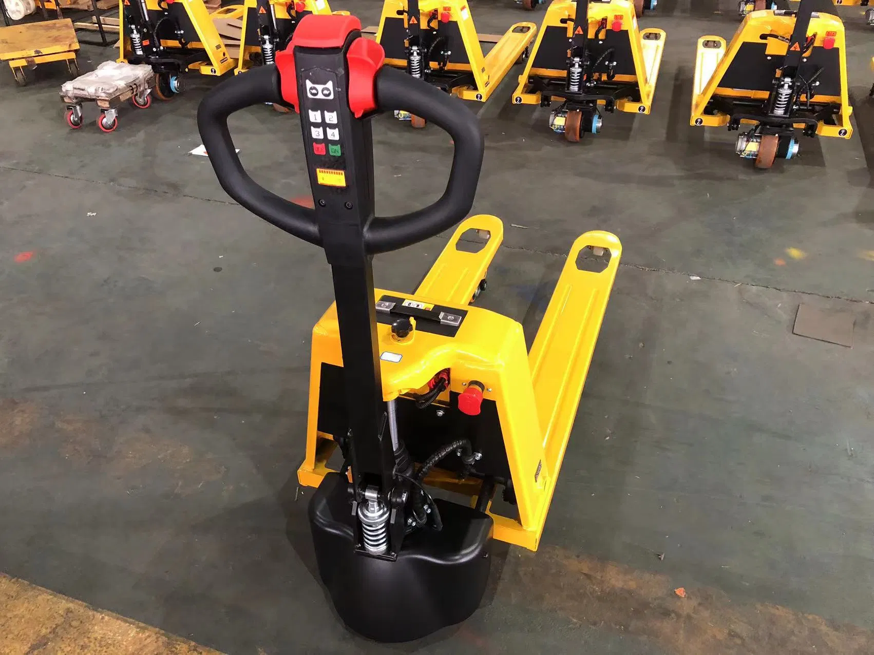 Popular Semi Electric 1.5ton 2ton Manual Powered Power Forklift Hydraulic Pallet Stacker Jack Lift Hand Pallet Truck with 24V 20ah Lithium Battery