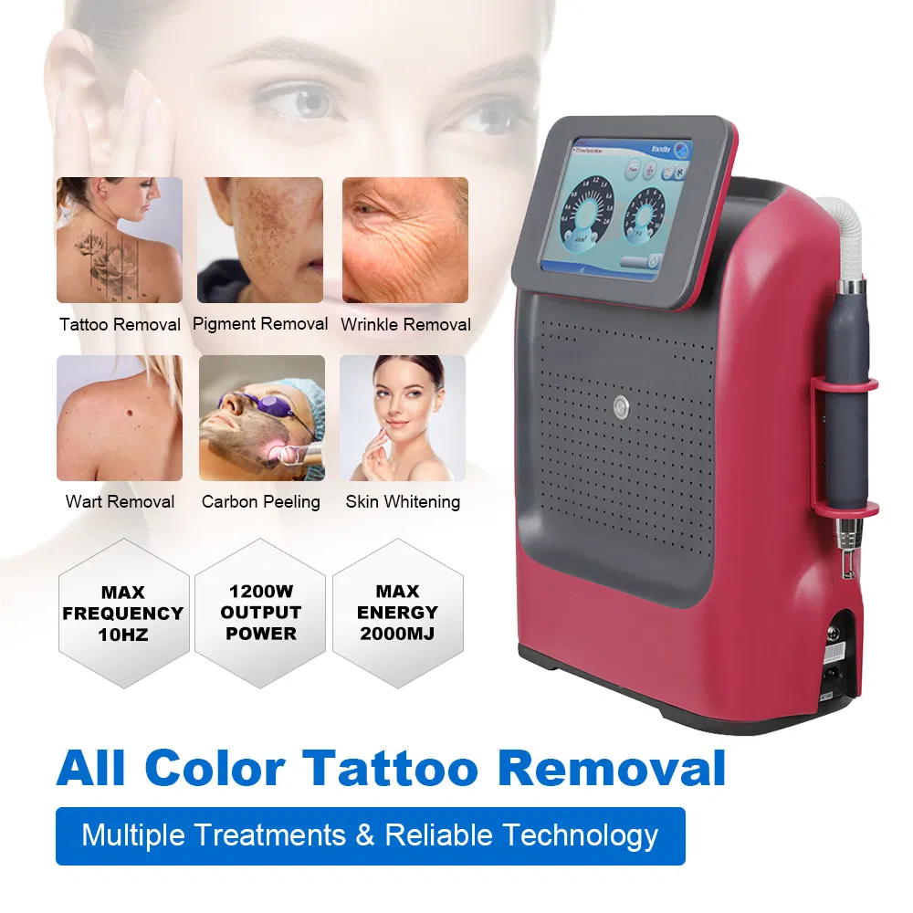 Máquina portátil de laser picosegundo ND YAG com Q-Switch para remoção de tatuagens, clareamento da pele e remoção de rugas, equipamento de beleza