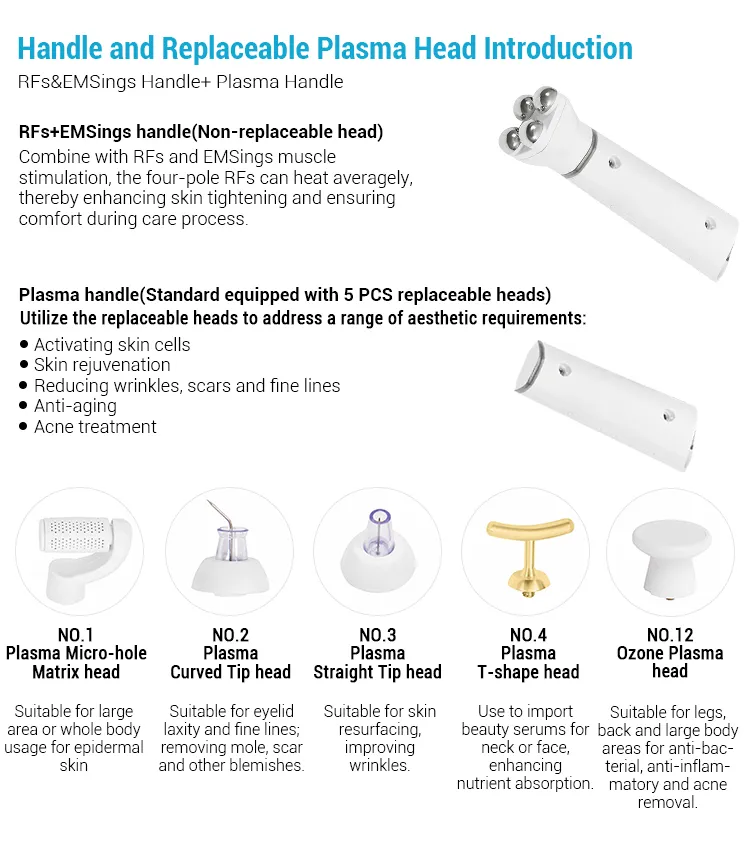 2 em 1 Dispositivo de Cuidados com a Pele de Rejuvenescimento Anti-Envelhecimento com Plasma Ozone e Lifting RF