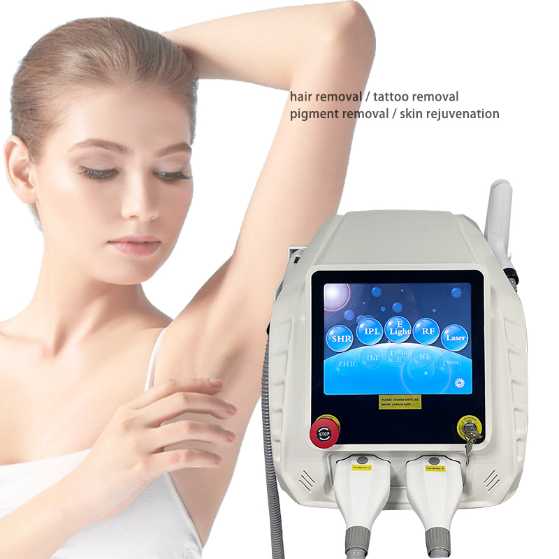 Equipamento Médico a Laser de Beleza IPL Opt +Elight RF+ Q Switched ND YAG 3 em 1 Alta Eficiência na Remoção de Cabelo