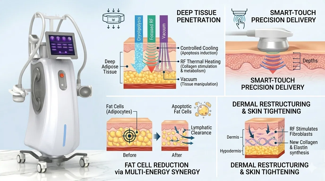 Máquina de Redução de Gordura com Massagem de Rolo a Vácuo para Esculpir o Corpo, Remoção de Celulite, Lipossucção Ultrassônica Plushape Ll