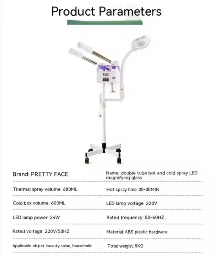 Equipamento de Vapor Facial Ozone SPA para Pele Hidratada Pequeno Tamanho Beleza Quente e Frio