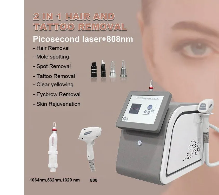Máquina de Depilação a Laser de Diodo Multi Comprimento Remoção de Cabelo a Laser Remoção de Tatuagem