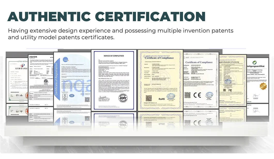 Certificados de qualidade CE, ROHS, FCC, PSE