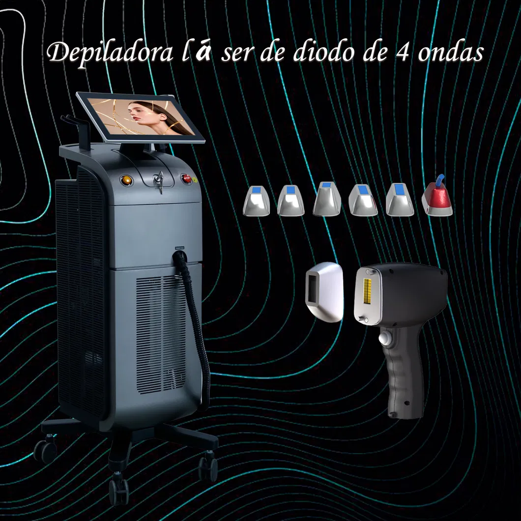 Máquina De Depilação A Laser De Diodo De Titânio Com Gelo De 4 Comprimentos De Onda