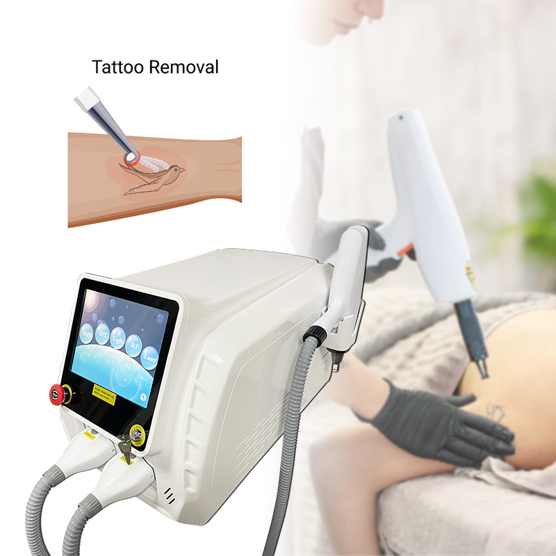 Equipamento Médico a Laser de Beleza IPL Opt +Elight RF+ Q Switched ND YAG 3 em 1 Alta Eficiência na Remoção de Cabelo