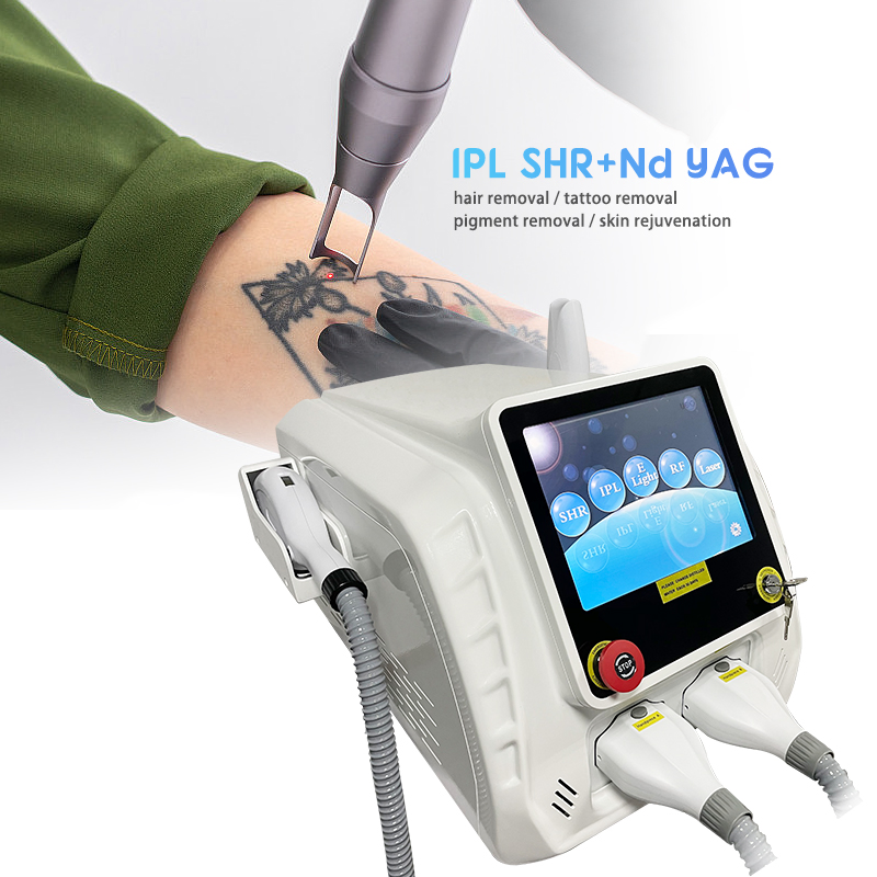 Equipamento Médico a Laser de Beleza IPL Opt +Elight RF+ Q Switched ND YAG 3 em 1 Alta Eficiência na Remoção de Cabelo