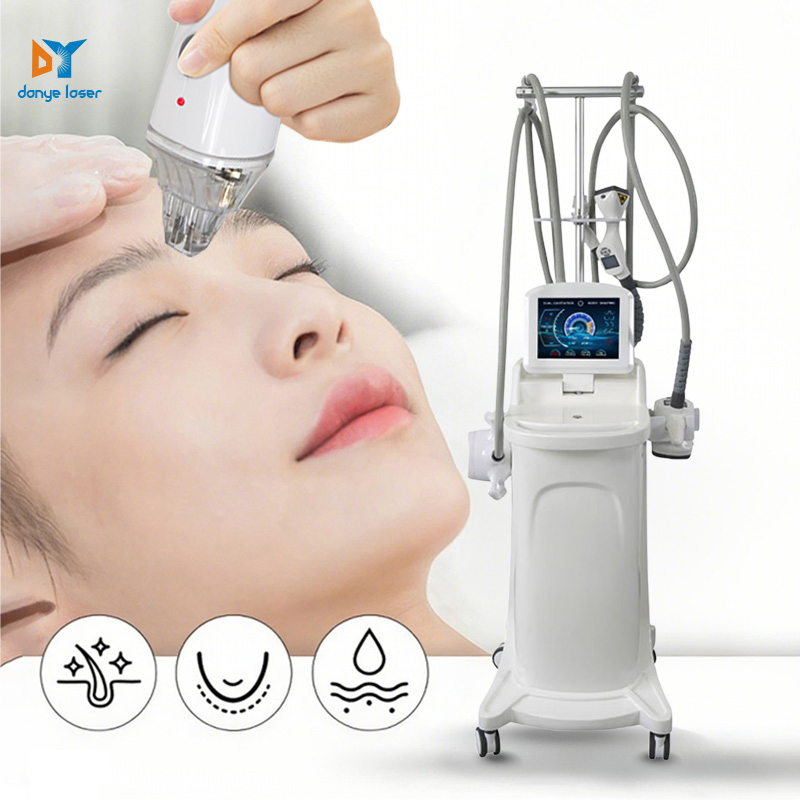6 em 1 Máquina de Massagem a Vácuo para Redução de Medidas com Laser Infravermelho Cavitação RF e Rolos para Celulite