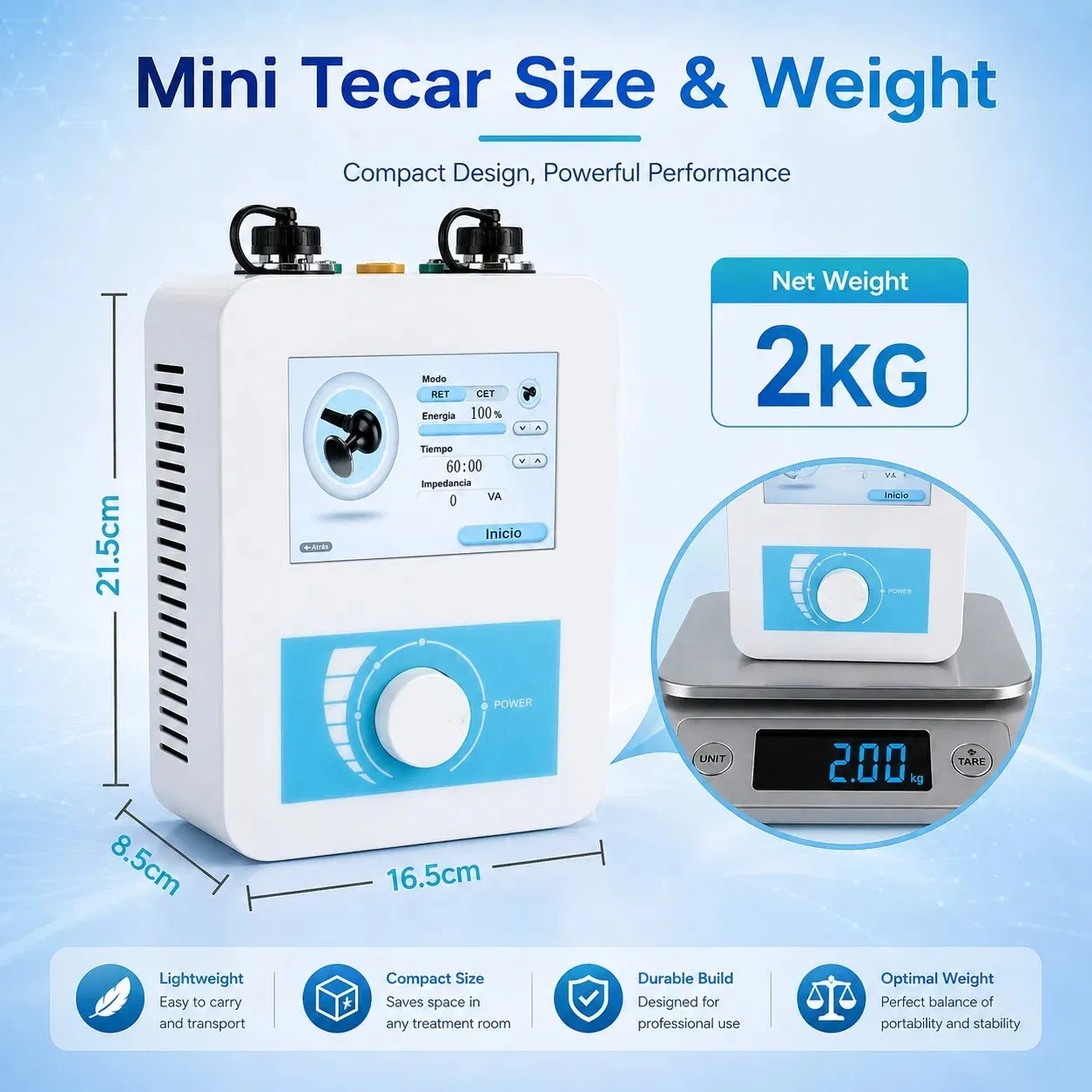 Dispositivo de Terapia por Radiofrequência Mini Tecar 448kHz, Equipamento de Fisioterapia Tecarterapia para Alívio da Dor nas Articulações