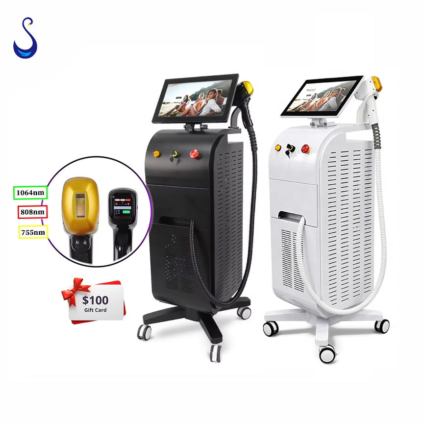 3 Máquina de Depilação Depiladora a Laser profissional Diodo Estética Removedor de Pelo a Laser Diodo com Resfriamento a Gelo