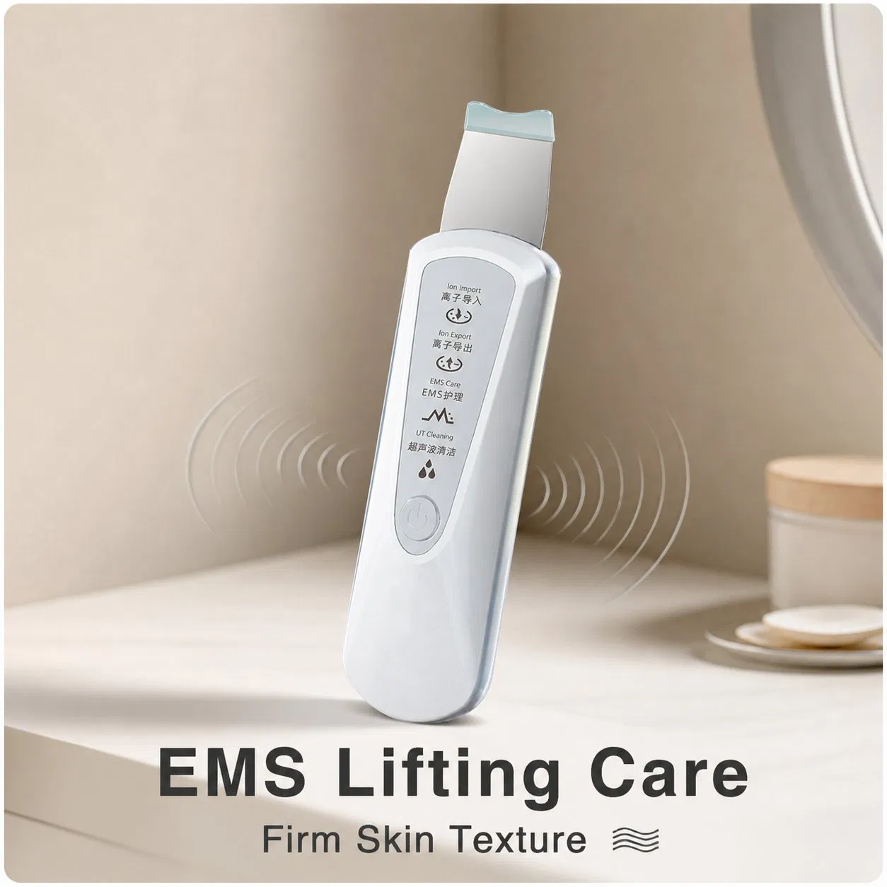 [Zsm] Limpador Facial Ultrassônico Vermelho Portátil com Gradiente, Ionização, Esfoliação Profunda para Cuidados com a Pele Envelhecida, Dispositivo de Beleza