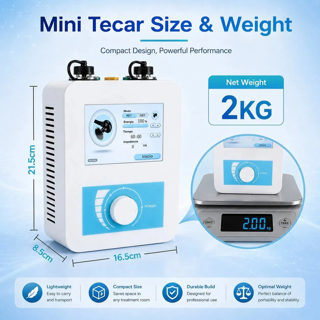 Dispositivo de Terapia por Radiofrequência Mini Tecar 448kHz, Equipamento de Fisioterapia Tecarterapia para Alívio da Dor nas Articulações