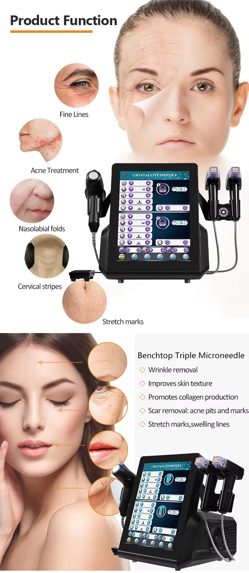 Dispositivo Avançado de Microneedling por Radiofrequência para Renovação de Colágeno e Firmamento da Pele