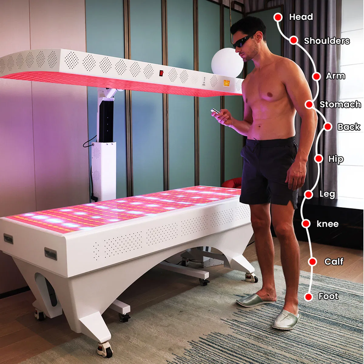 Cama de Terapia com Luz Vermelha LED para Rejuvenescimento da Pele em Clínica de Beleza, SPA, Salão, Equipamento Comercial de Saúde Infra-vermelho Anti-inflamatório PDT