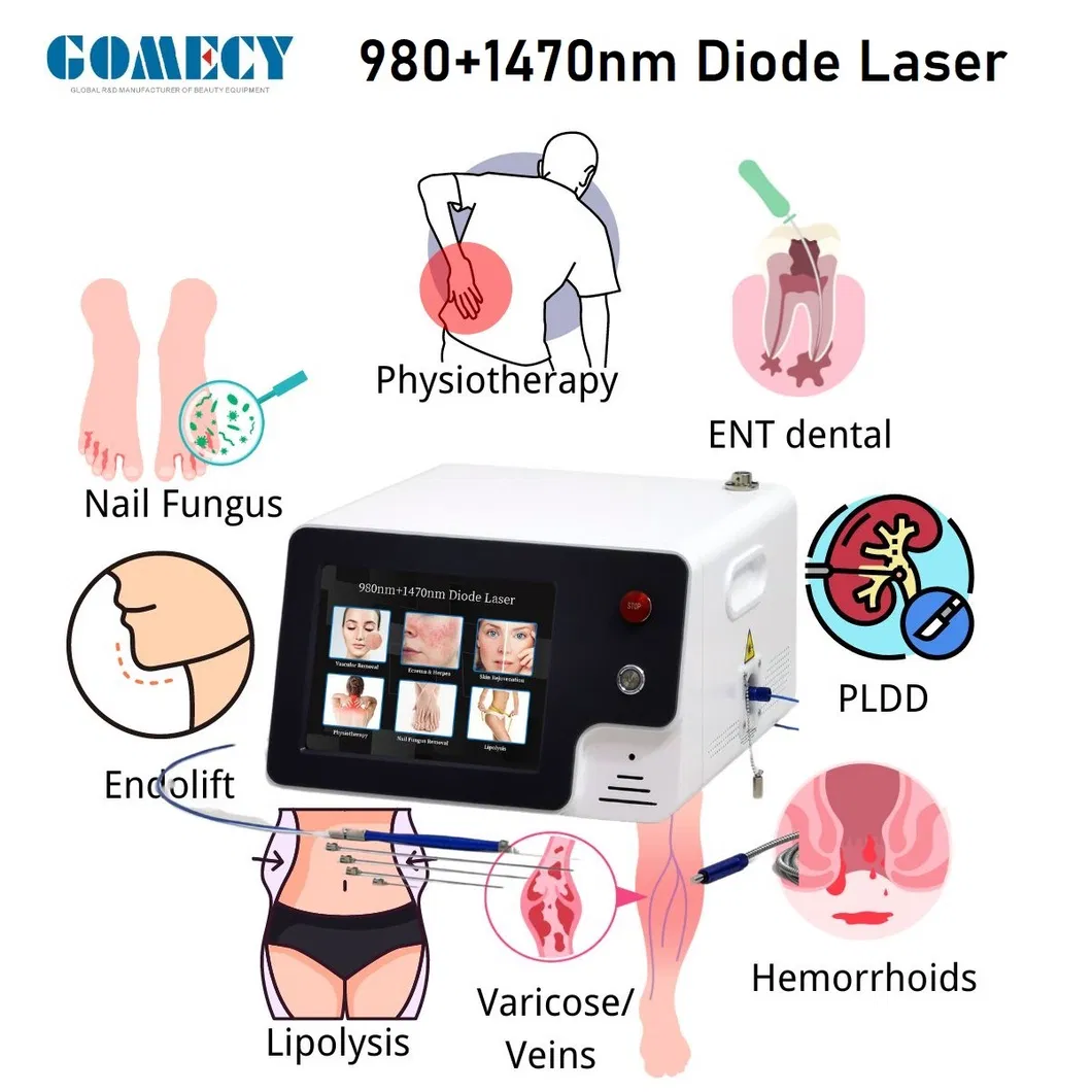 Laser Diodo 980 + 1470 Endolifting Endolifting Facial Laser Evlt 1470nm Máquina de Laser Médico