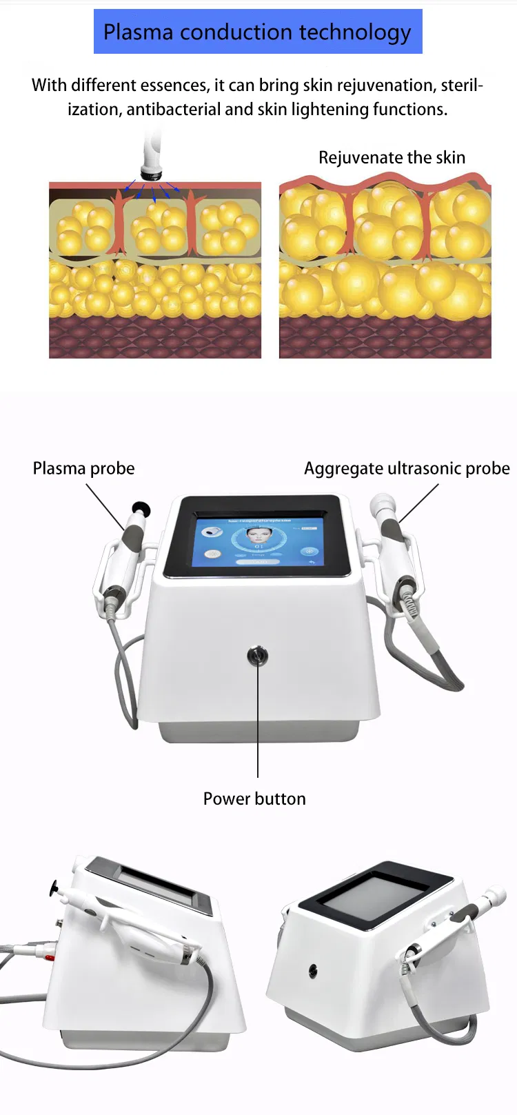 Dispositivo de Beleza com Plasma Frio para Esterilização de Cuidados com a Pele e Cicatrizes de Acne