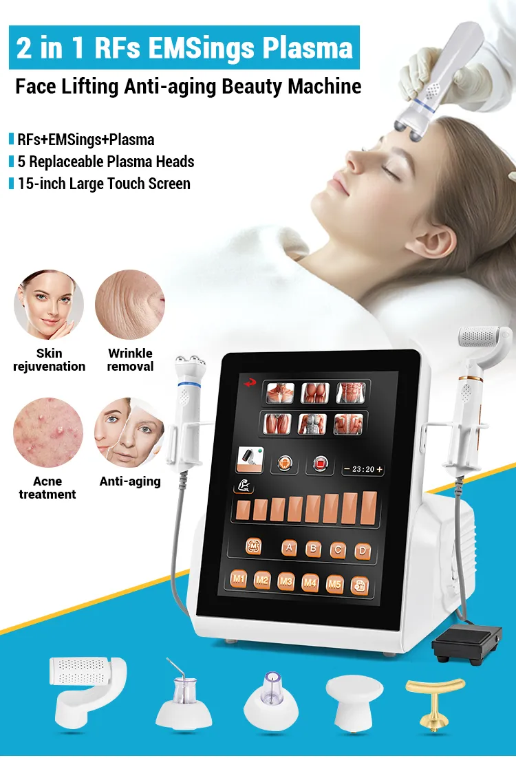 2 em 1 Dispositivo de Cuidados com a Pele de Rejuvenescimento Anti-Envelhecimento com Plasma Ozone e Lifting RF