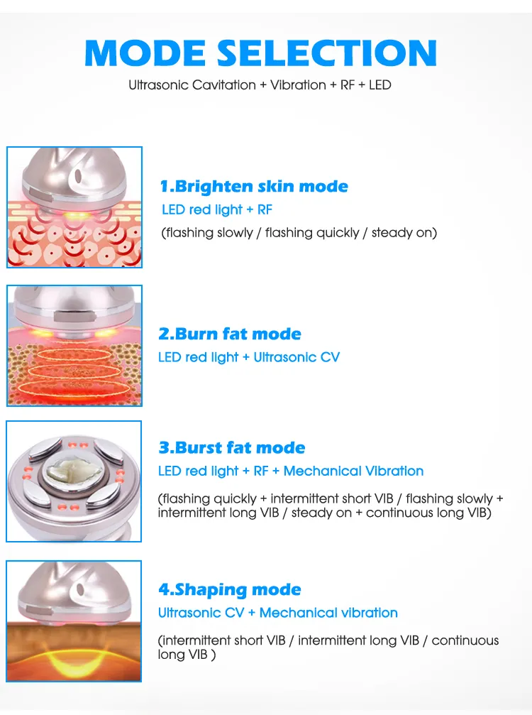 Dispositivo de salão de estética portátil LED EMS massageador para lifting facial, RF para firmeza da pele, ultrassom e equipamento de beleza infravermelho para uso doméstico