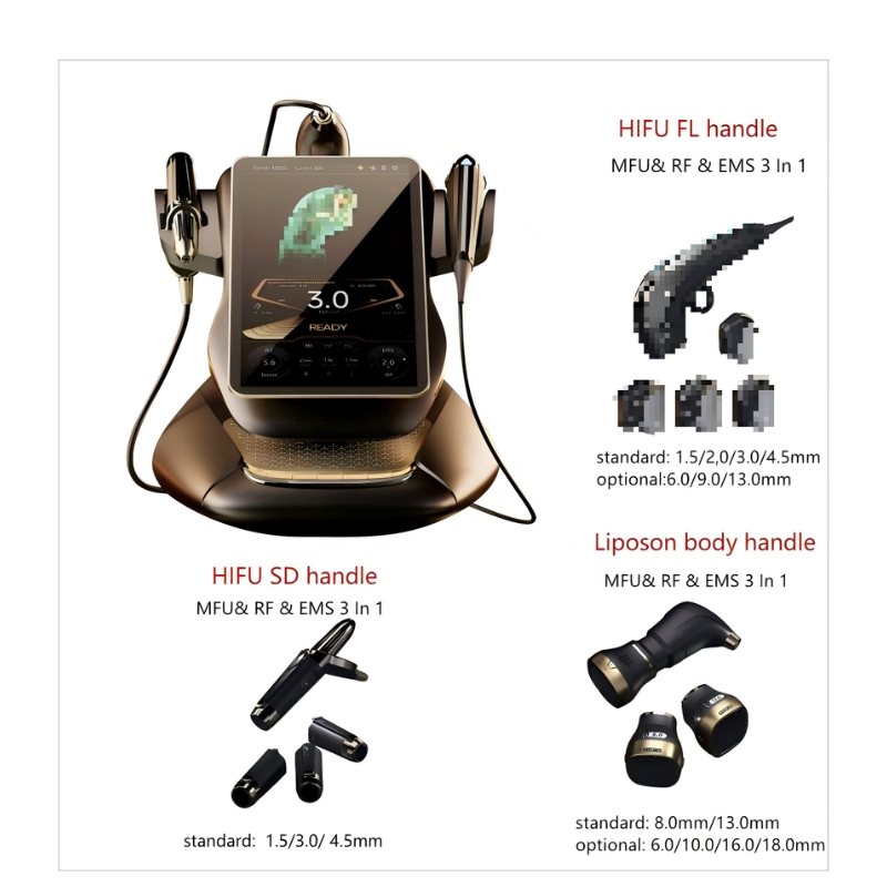 Máquina Portátil de Lifting Corporal Anti Envelhecimento Rejuvenescimento Facial Remoção de Linhas Corporais Equipamento de SPA com 10 Cabeçotes