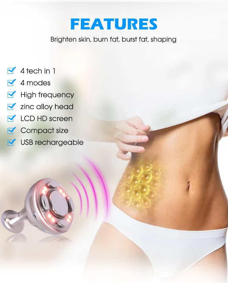 Dispositivo de salão de estética portátil LED EMS massageador para lifting facial, RF para firmeza da pele, ultrassom e equipamento de beleza infravermelho para uso doméstico