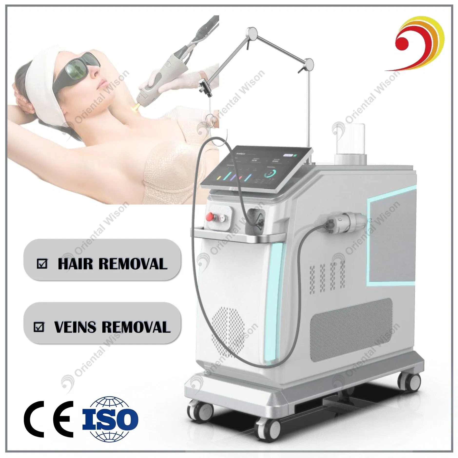 755nm Remoção de Pelo a Laser Alexandrite ND YAG Laser de Pulso Longo Rejuvenescimento da Pele Veias Vasculares Lesões Máquina de Beleza Equipamento de Beleza para a Pele