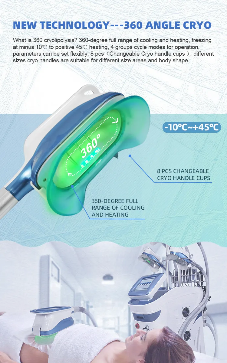Criolipólise com Manípulo para Queixo Duplo Congelamento de Gordura 360 Máquina de Emagrecimento a Frio