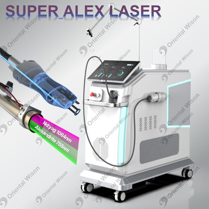 755nm Remoção de Pelo a Laser Alexandrite ND YAG Laser de Pulso Longo Rejuvenescimento da Pele Veias Vasculares Lesões Máquina de Beleza Equipamento de Beleza para a Pele
