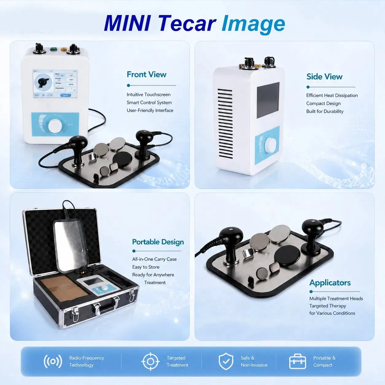 Dispositivo de Terapia por Radiofrequência Mini Tecar 448kHz, Equipamento de Fisioterapia Tecarterapia para Alívio da Dor nas Articulações