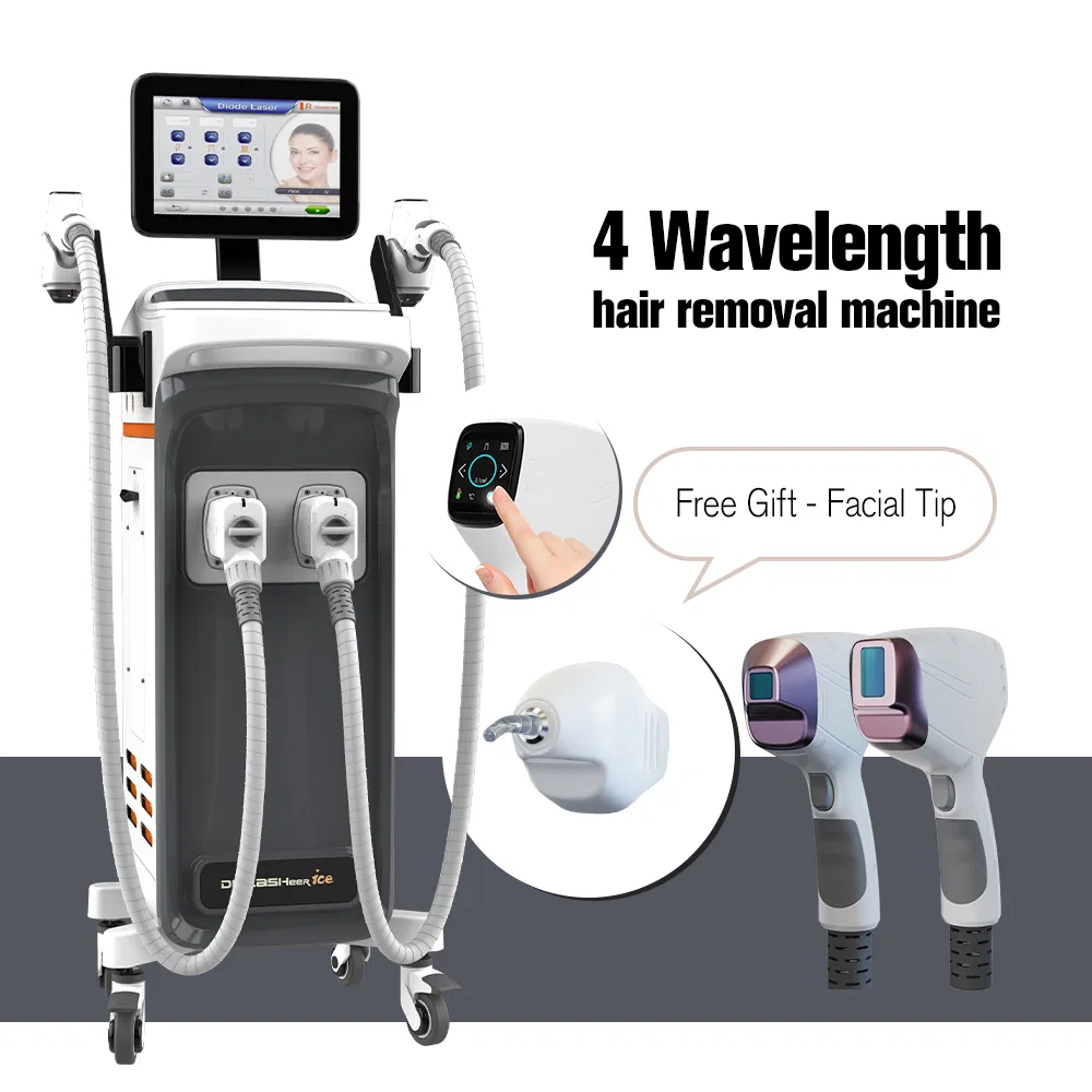 2026 Indolor 4 Máquina de Remoção de Cabelo a Laser Diode Waves 755 808 940 1064 Nm Gelo com Estação de Gelo Aprovada pelo CE Remoção de Cabelo Indolor em Salão de Beleza
