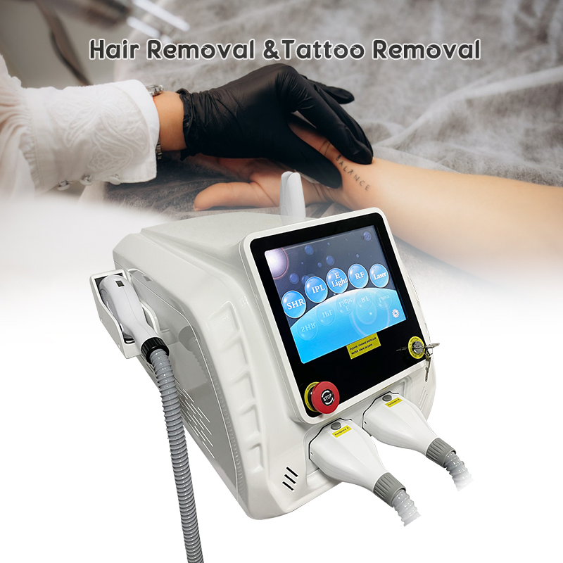 Equipamento Médico a Laser de Beleza IPL Opt +Elight RF+ Q Switched ND YAG 3 em 1 Alta Eficiência na Remoção de Cabelo
