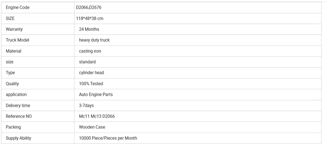 Sinotruk Cylinder Head Specification Diagram