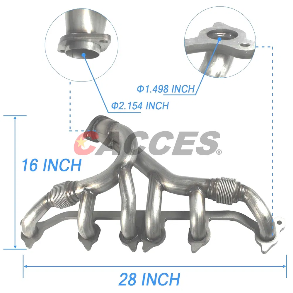 New Stainless Steel Exhaust Manifold &amp; Gasket Kit Replacement for Grand Cherokee Wrangler 4.0L Replacement for Jeeps Select 33007072, 4883385, 674-196, 10105812