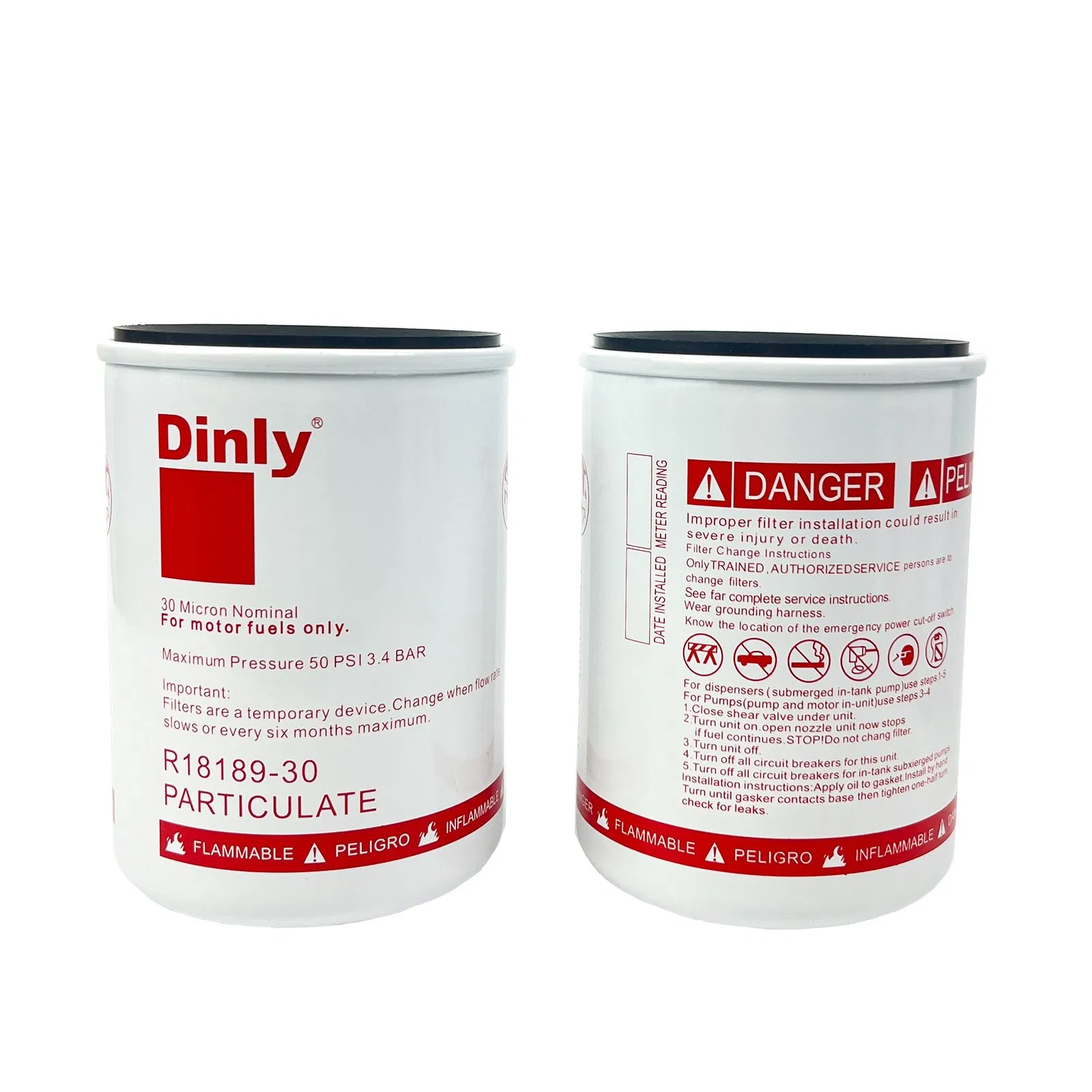 Dinly 1 Inch Aluminum R18189-30 Fuel Dispenser Filter/30 Micron Fuel Filter