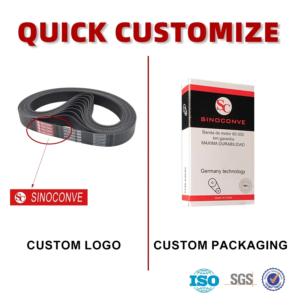 Sinoconve High Quality Industry Htd Std Rpp T XL L H Type Transmission Rubber Timing Belt