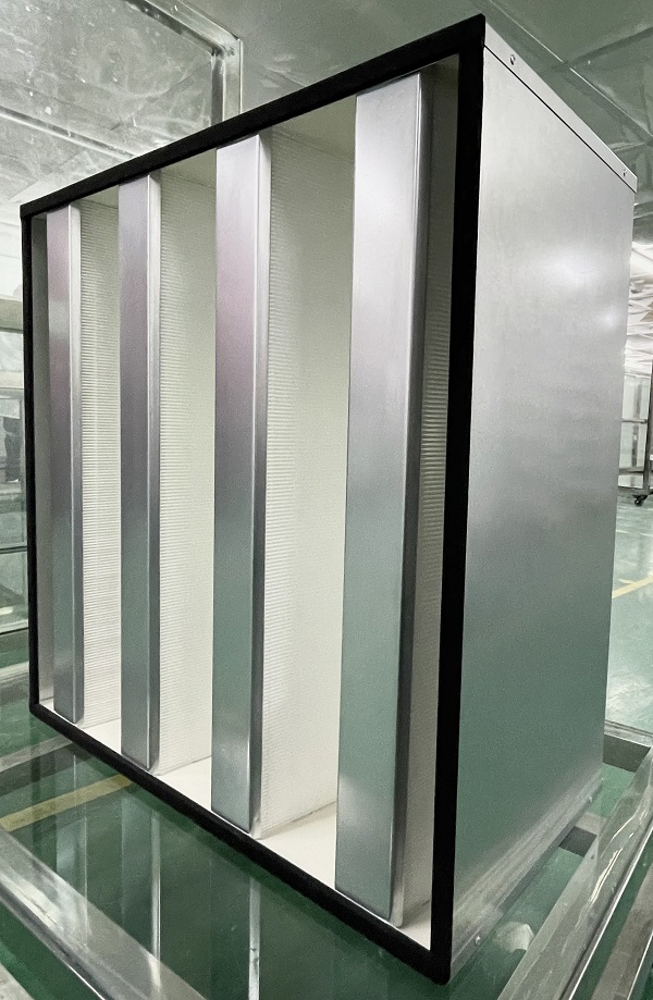 V Cell Ahu HEPA Filter Medium Efficiency Merv13 F7 F8 Plastic Frame Mini-Pleated Compact 4 V Bank Air Filter 24X24X12