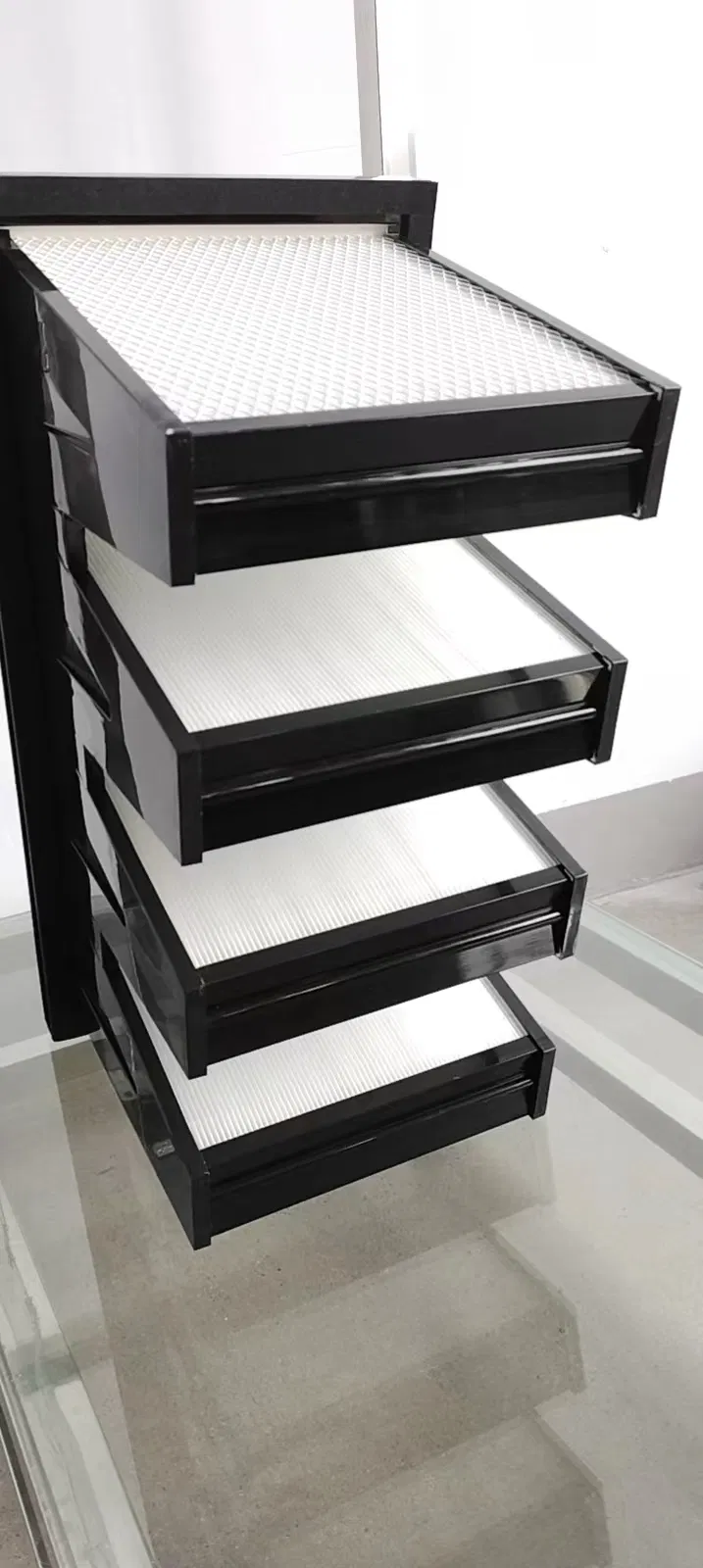 V Cell Ahu HEPA Filter Medium Efficiency Merv13 F7 F8 Plastic Frame Mini-Pleated Compact 4 V Bank Air Filter 24X24X12