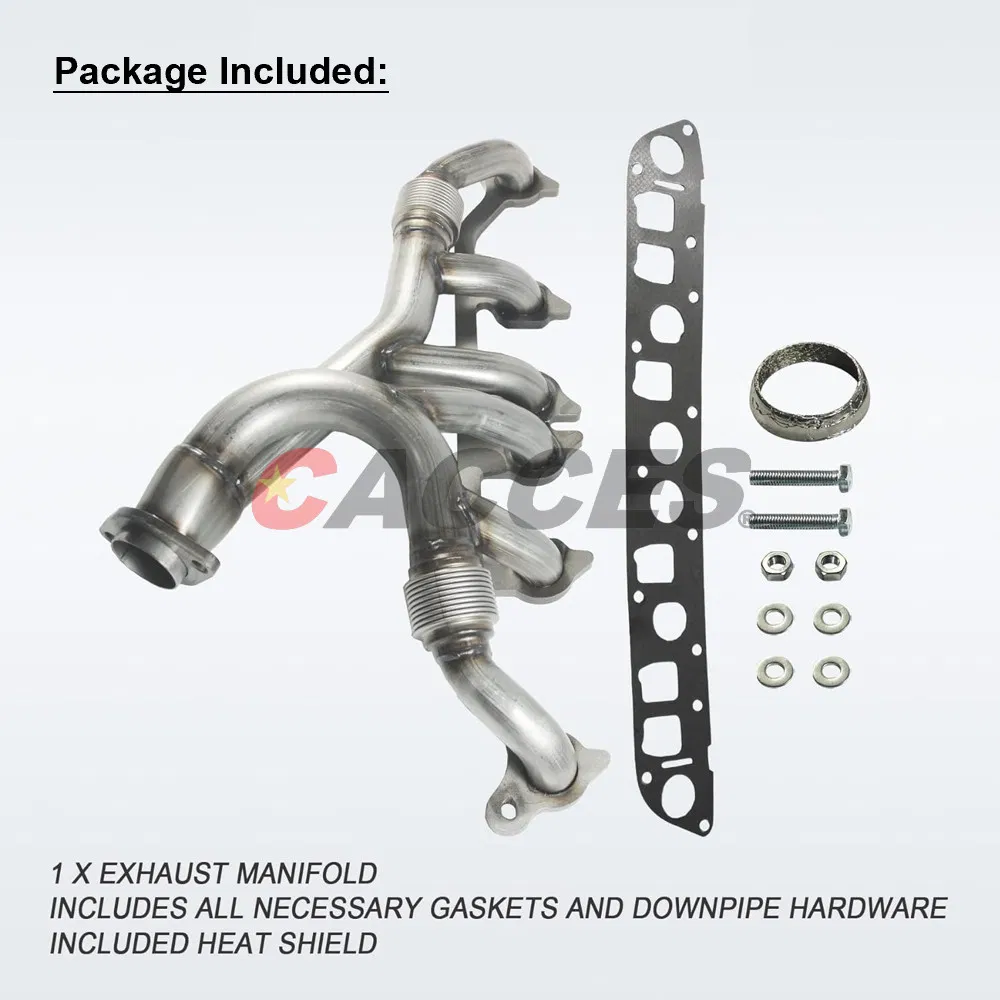 New Stainless Steel Exhaust Manifold &amp; Gasket Kit Replacement for Grand Cherokee Wrangler 4.0L Replacement for Jeeps Select 33007072, 4883385, 674-196, 10105812